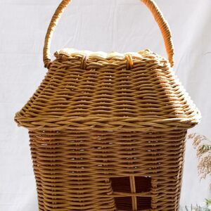 Vintage Ratan Wicker House Retro Novelty Festival Rave Basket Bag